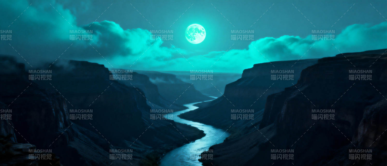 月照峡谷夜景图片