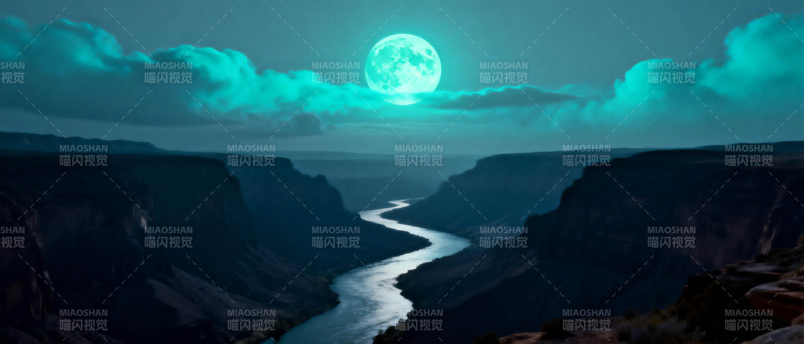 月光峡谷夜景图片