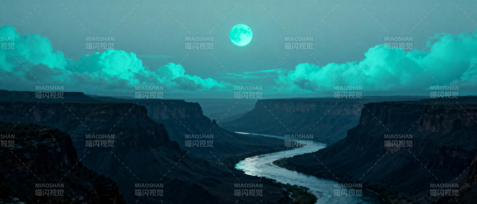 月照峡谷夜景图片