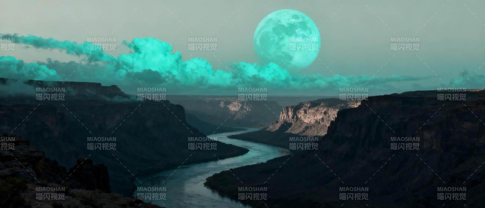 月夜峡谷奇景图片