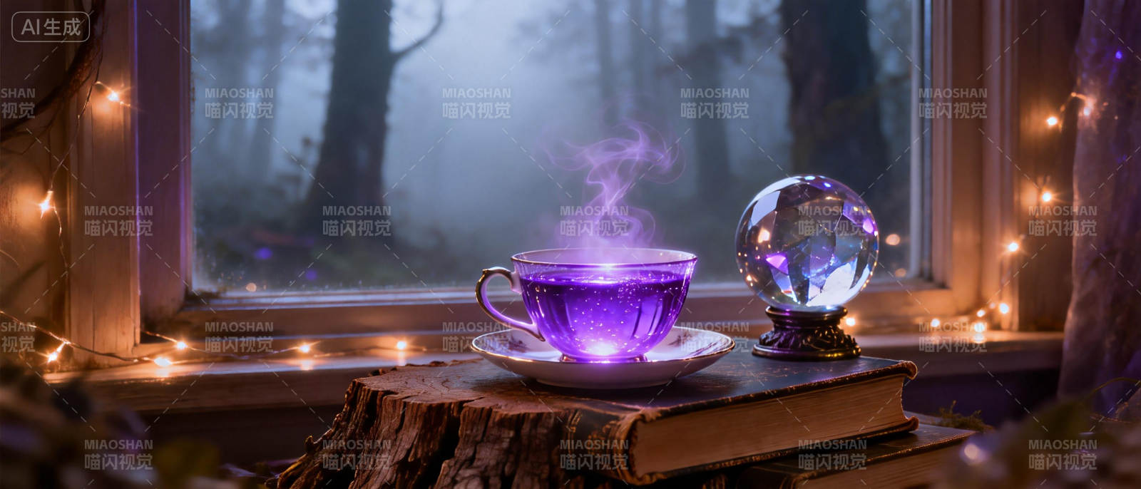 紫雾茶香夜景图片