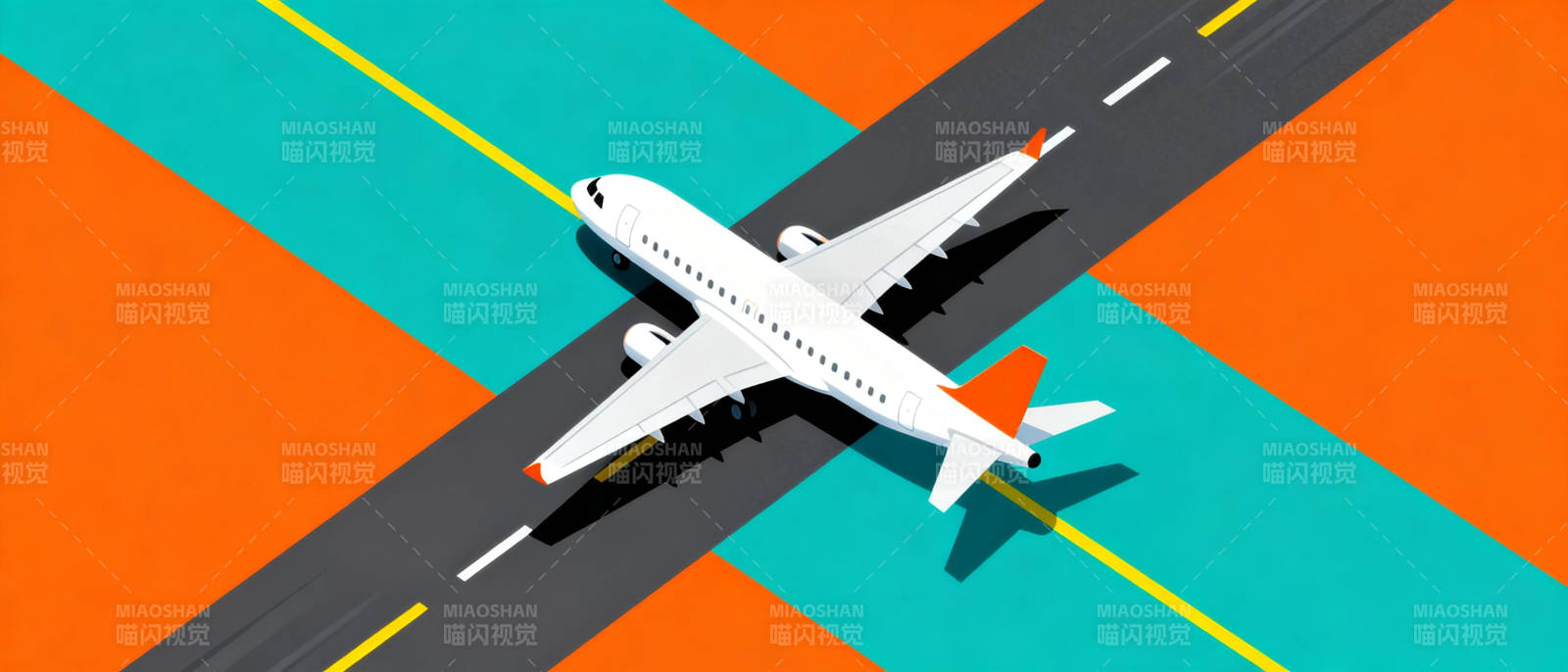 飞机飞越跑道图片