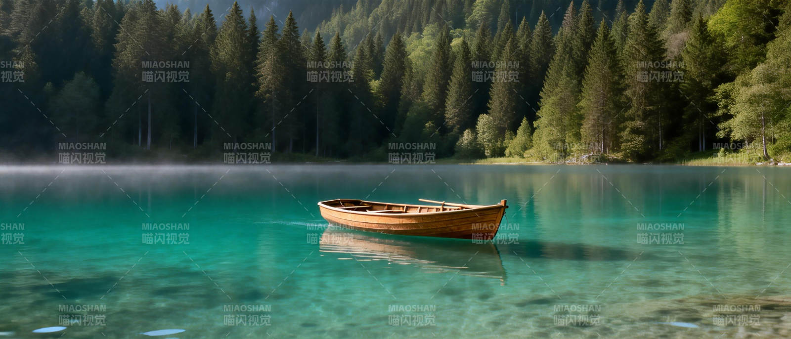 湖心孤舟静谧景图片