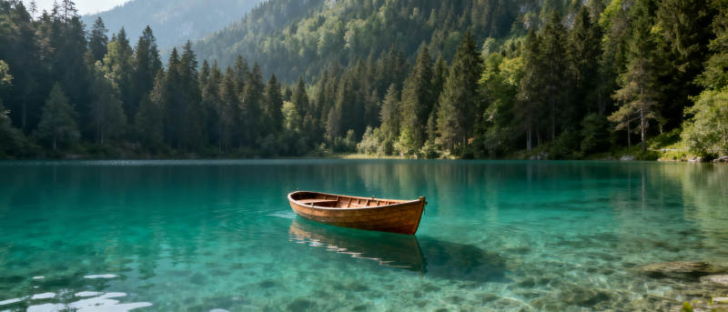 湖光山色 独舟静泊图片