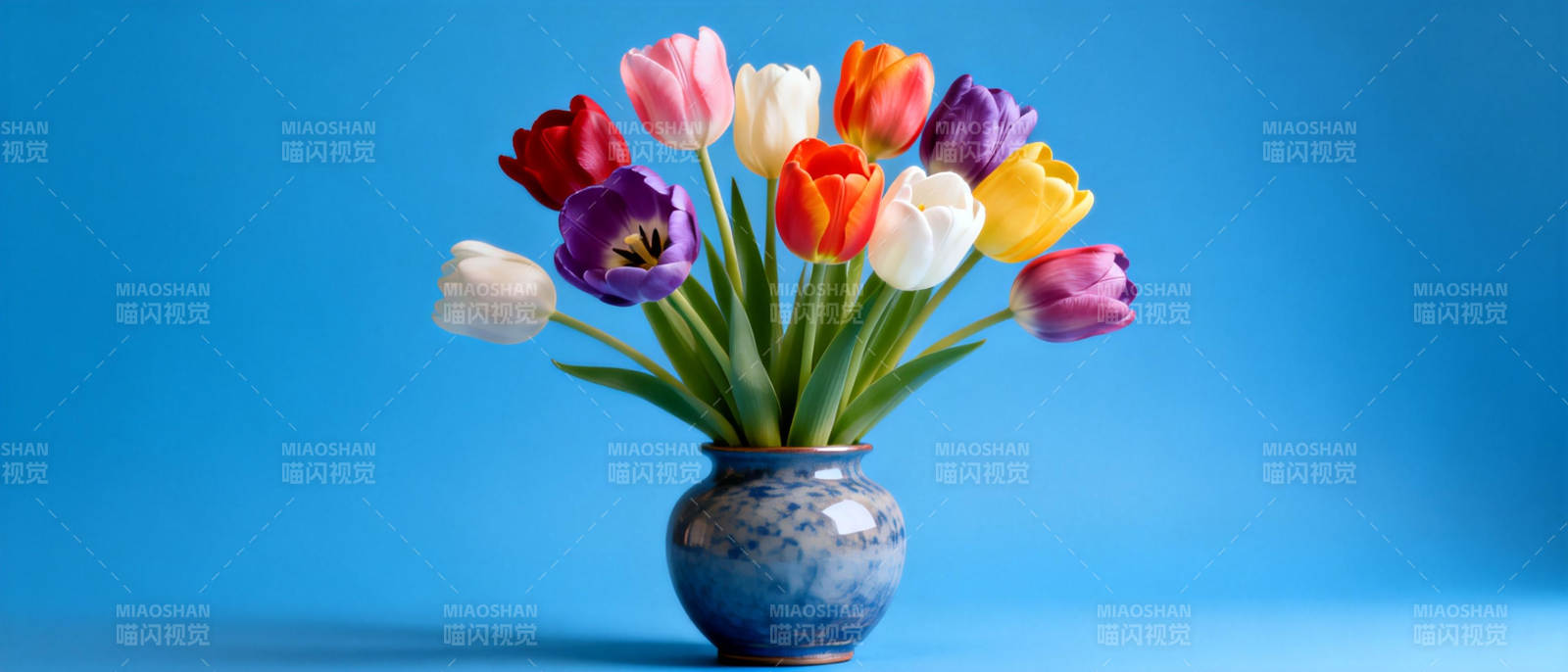 多彩郁金香花束图片