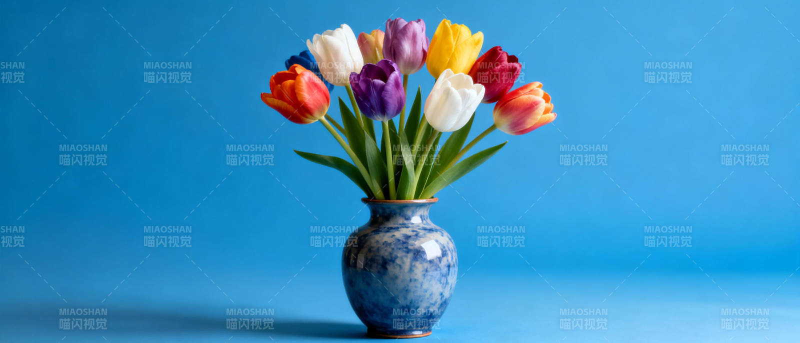 多彩郁金香花束图片