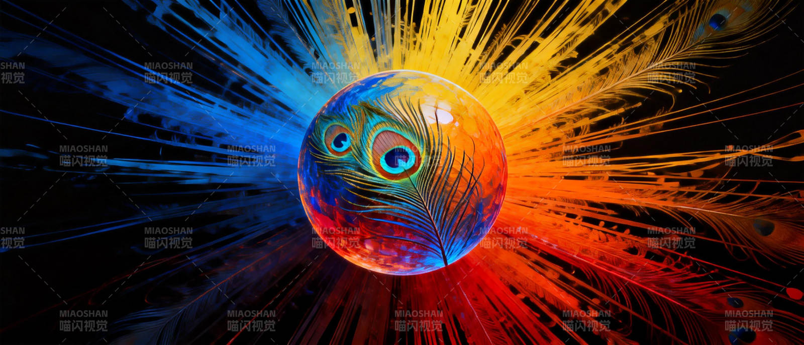 炫彩孔雀眼球图片
