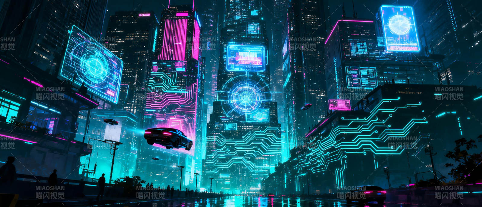 霓虹都市夜景图片