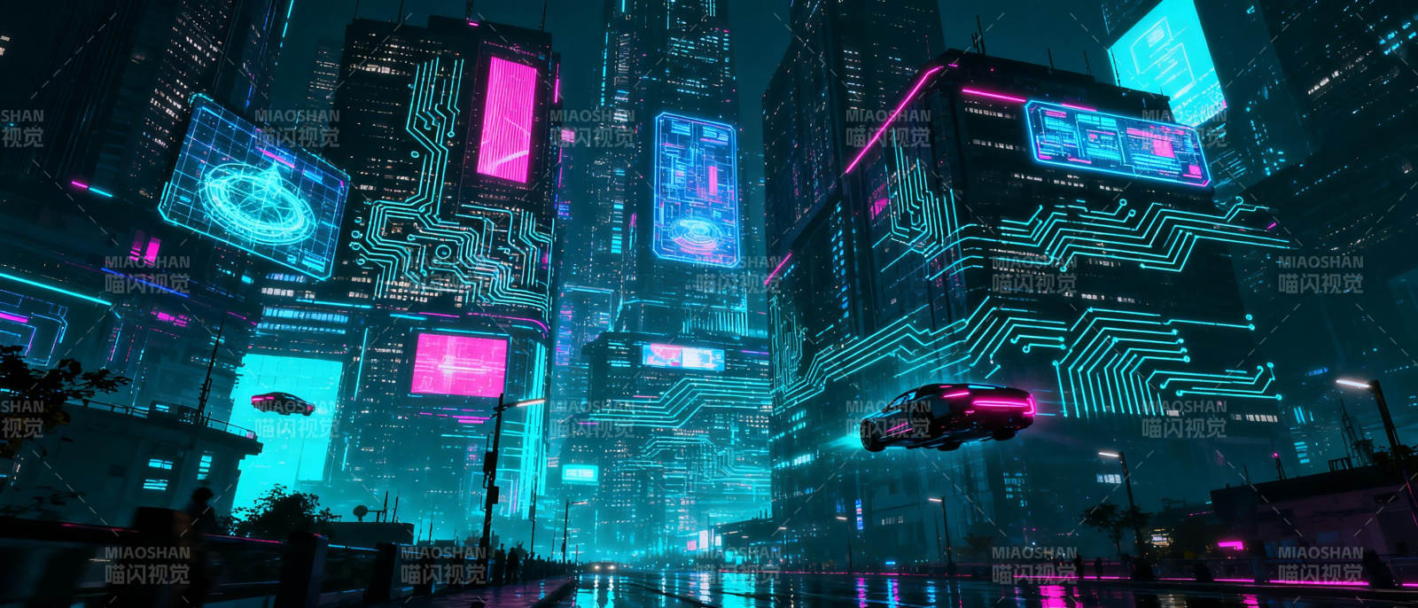 赛博都市夜景图片