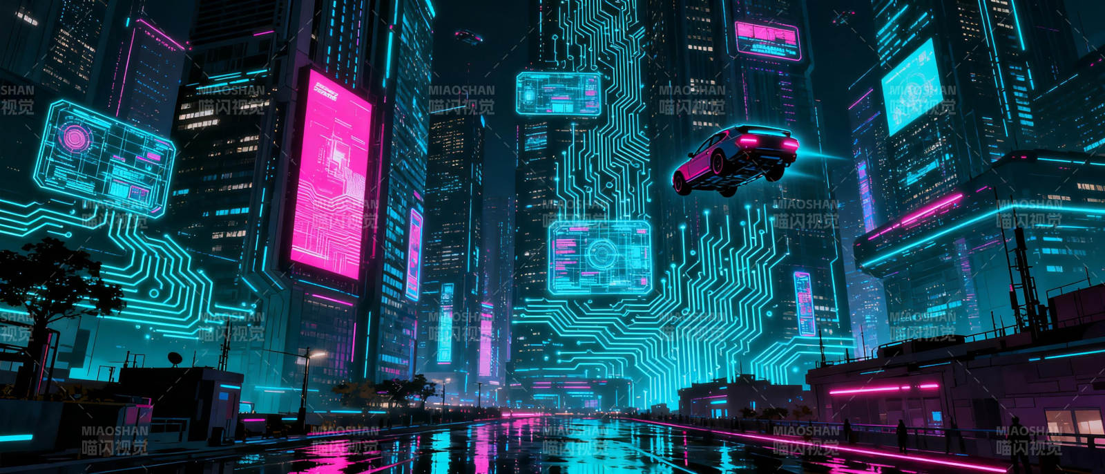 霓虹都市夜景图片