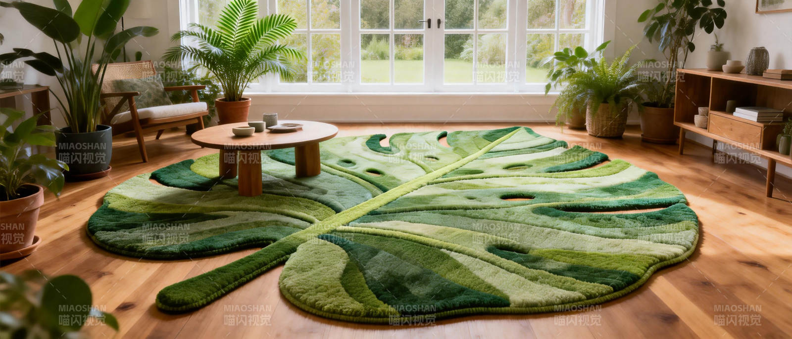 绿叶地毯客厅装饰图片