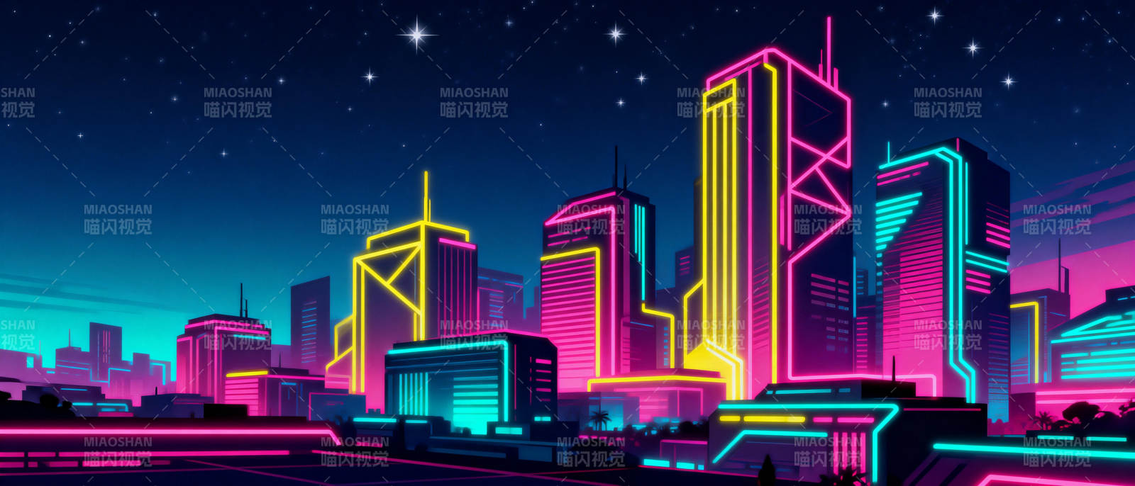 霓虹都市夜景图片