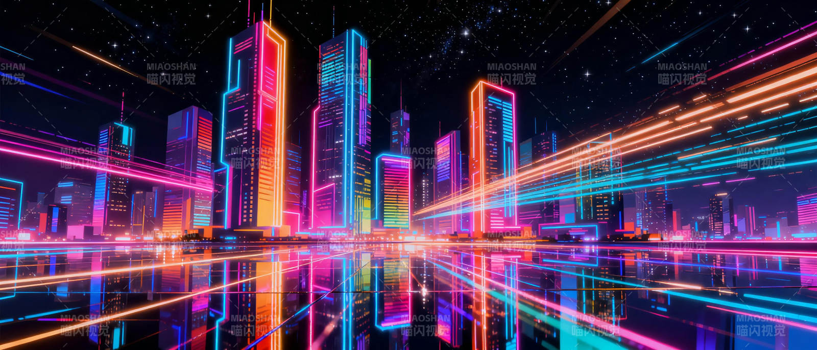 霓虹都市夜景图片