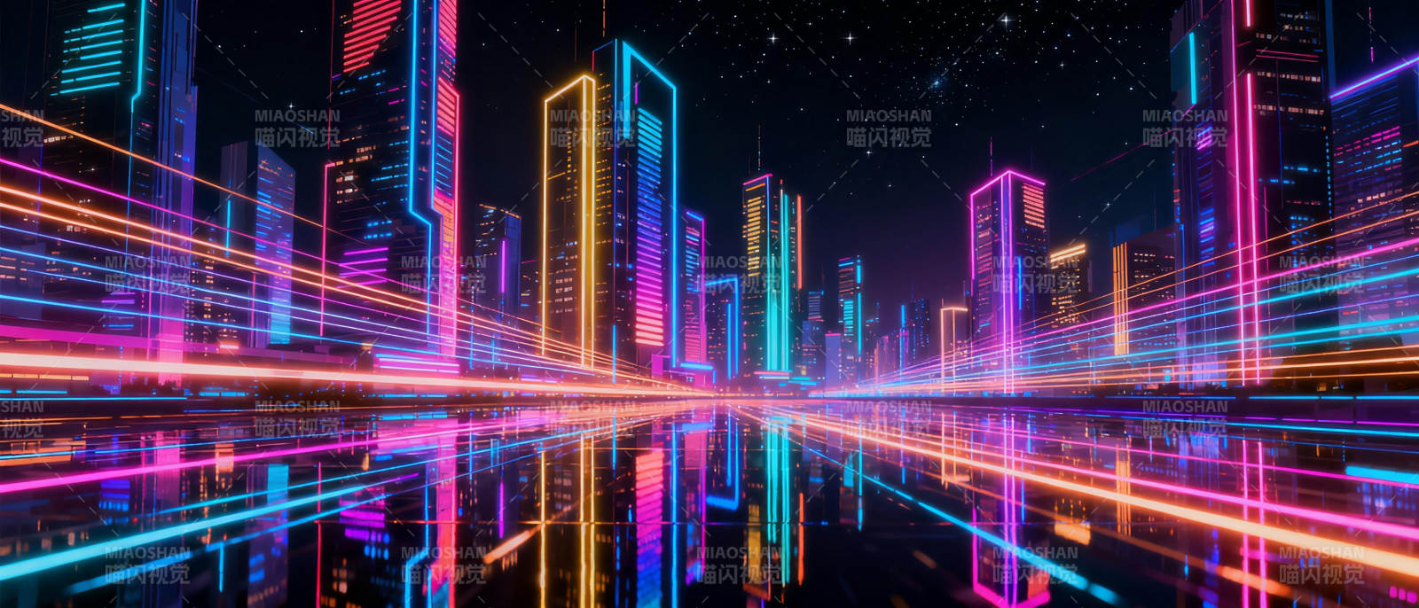 霓虹都市夜景图片