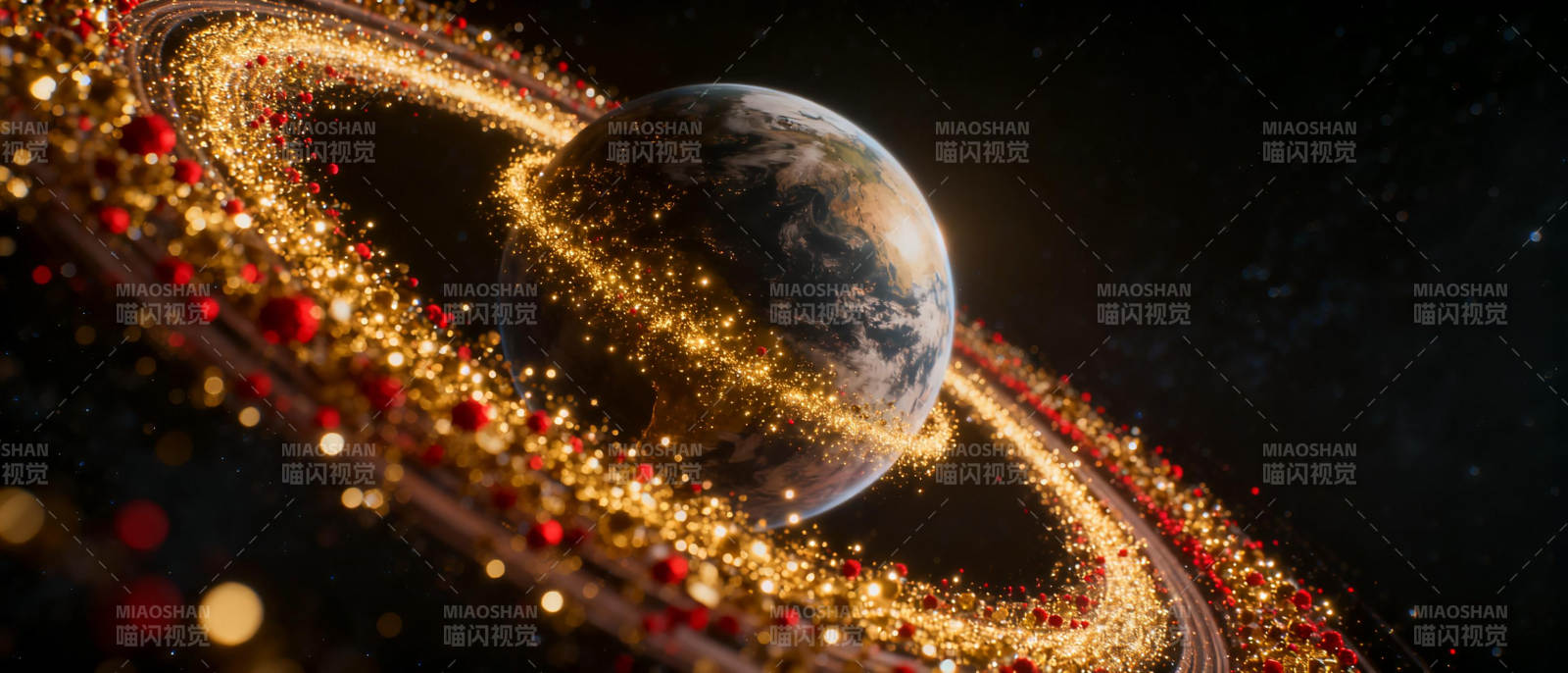 璀璨星环地球图片