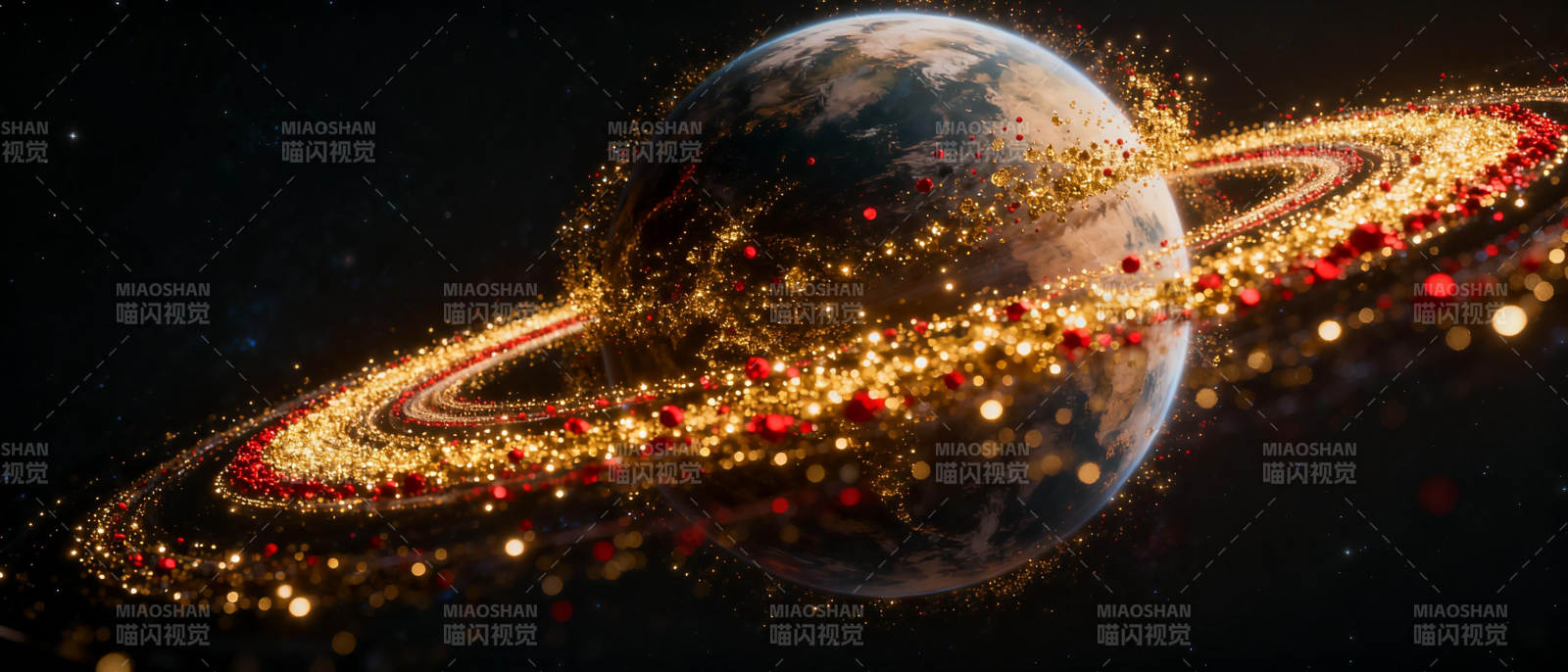 璀璨星环星球图片