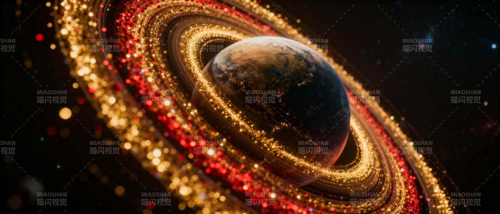 璀璨星环地球图片