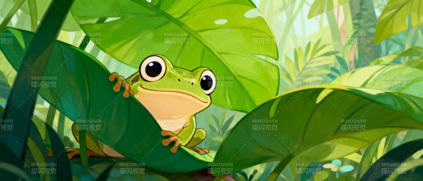 丛林小蛙探头图片