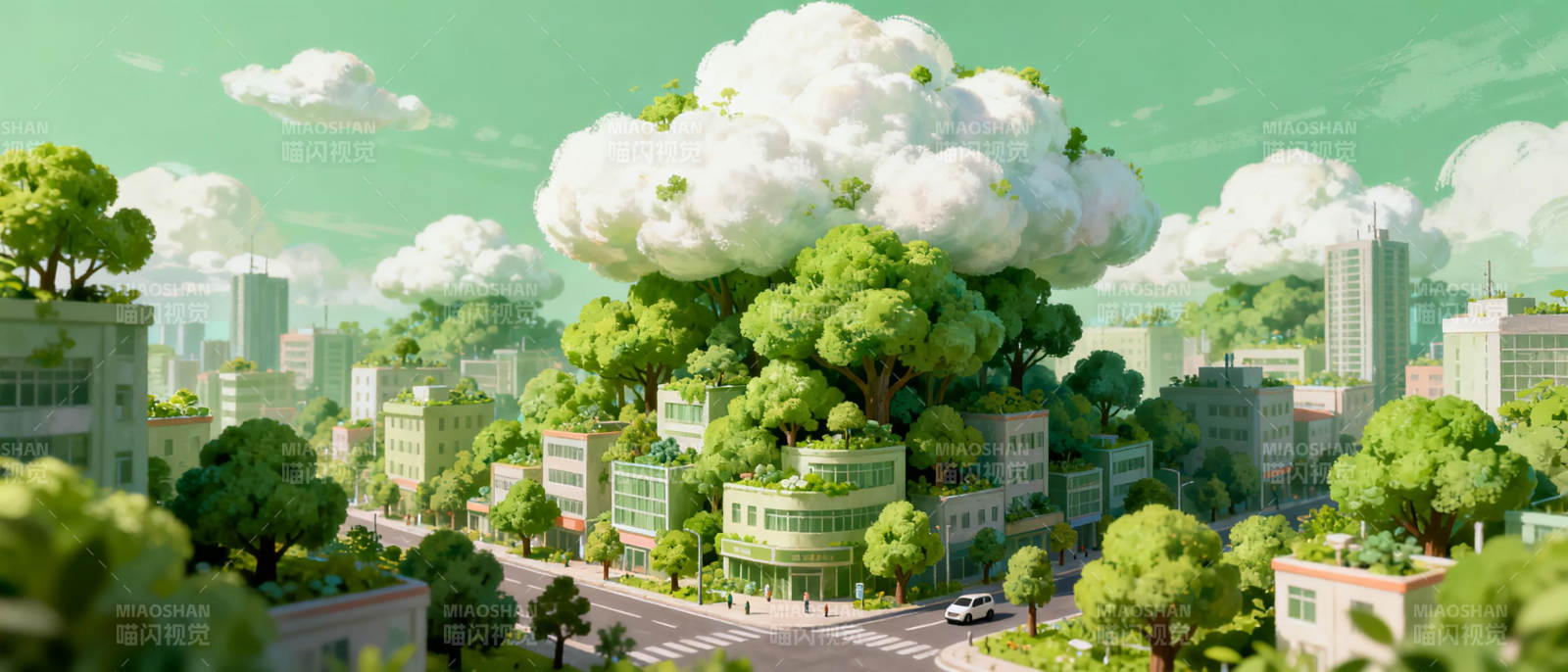 绿意盎然的城市图片