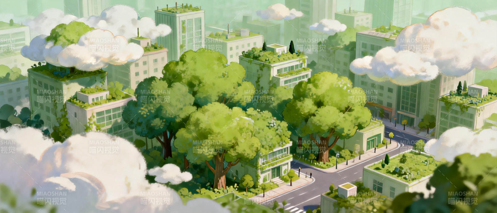 绿意盎然的城市图片