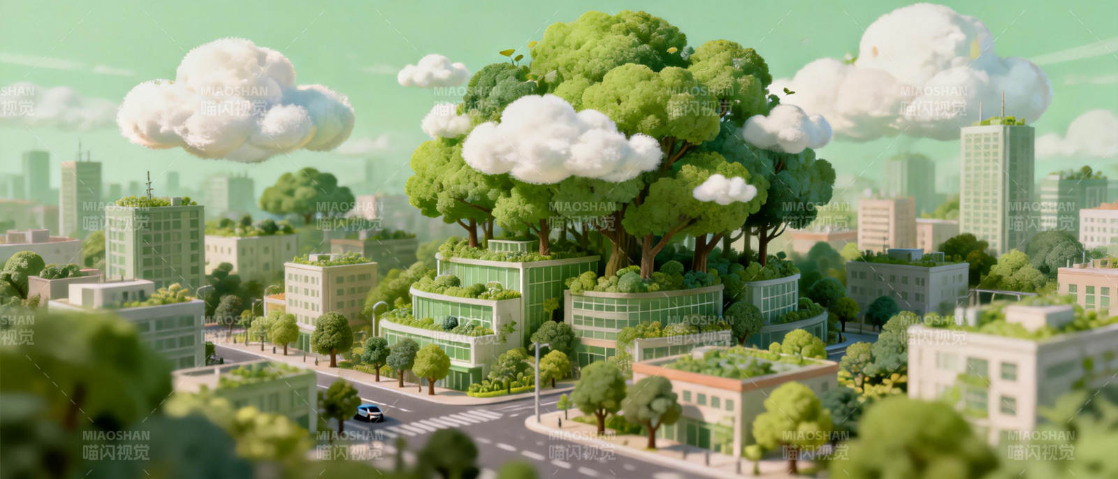 绿树成荫的城市图片