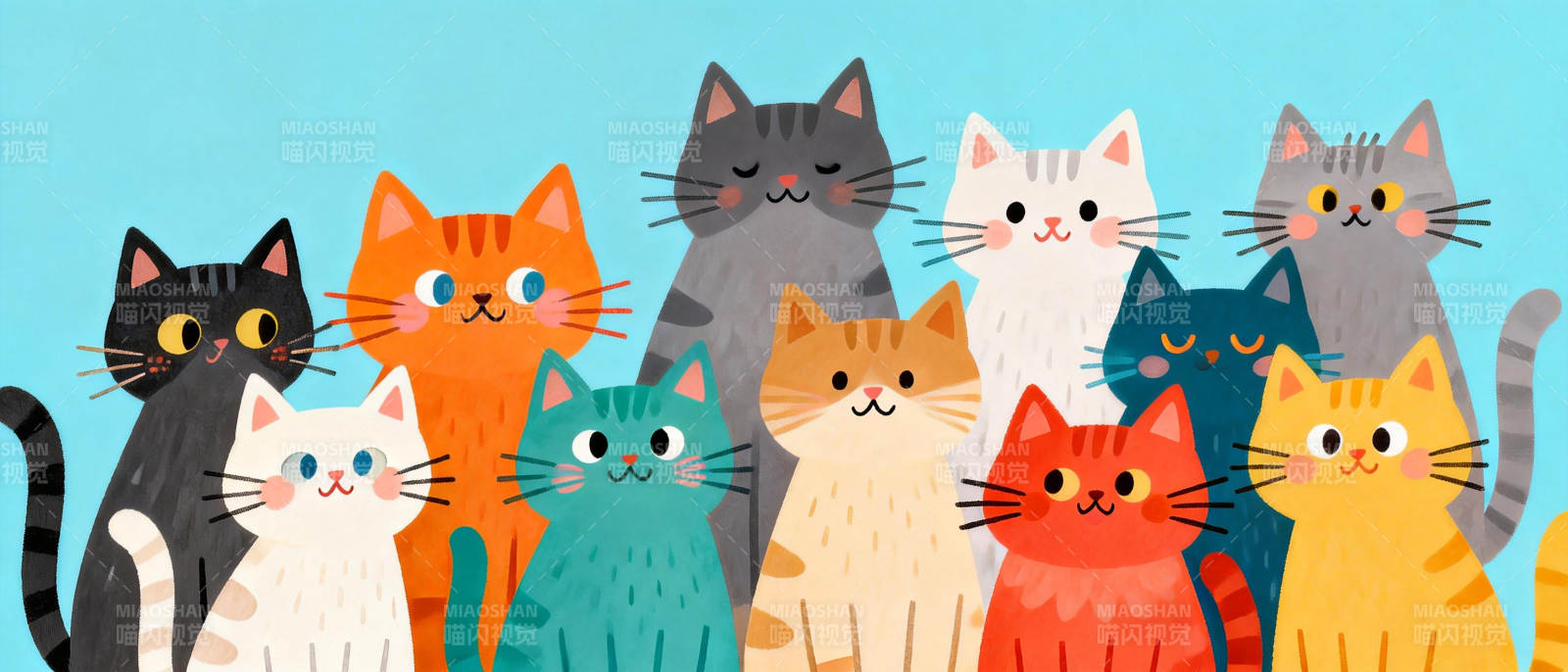 多彩猫咪齐聚一堂图片