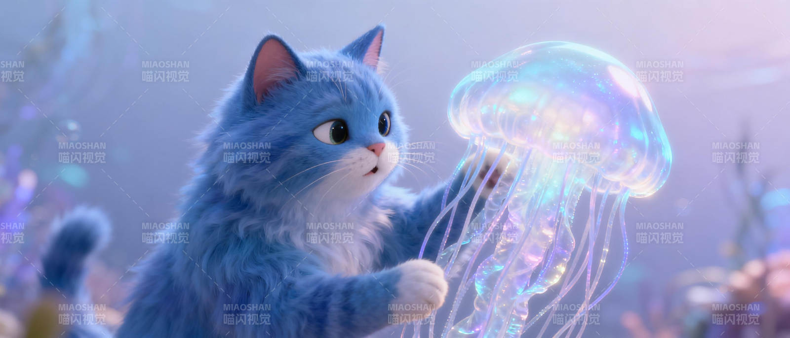 蓝猫与水母共舞图片