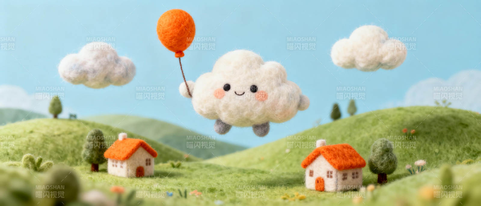 云朵飘浮童话村图片