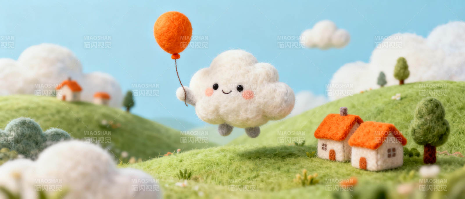 云朵飘浮童话村图片