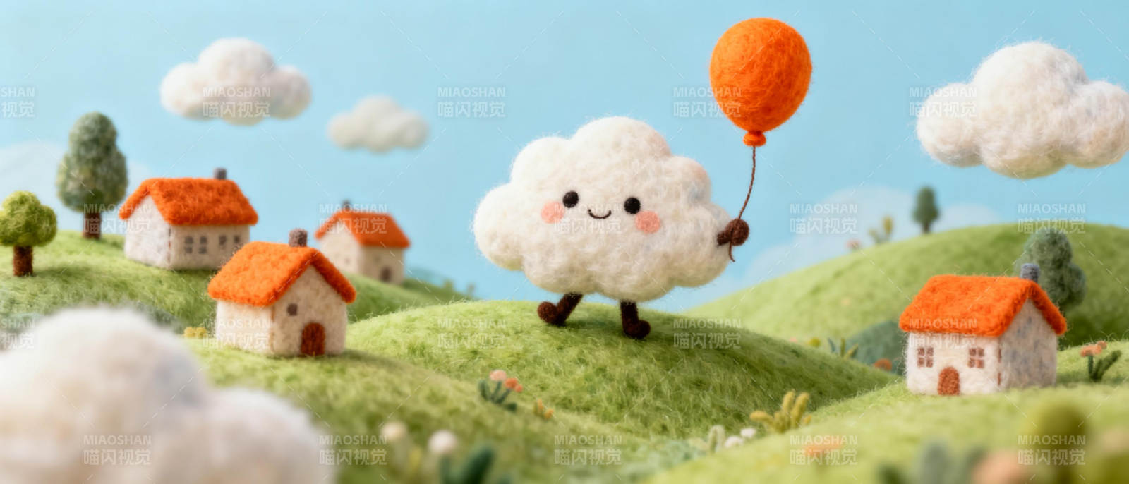 云朵飘过小村庄图片