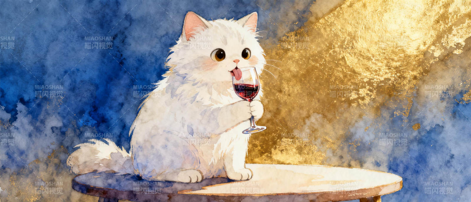 白猫品酒图片