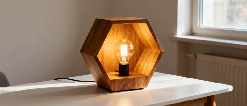 木质六边形台灯图片