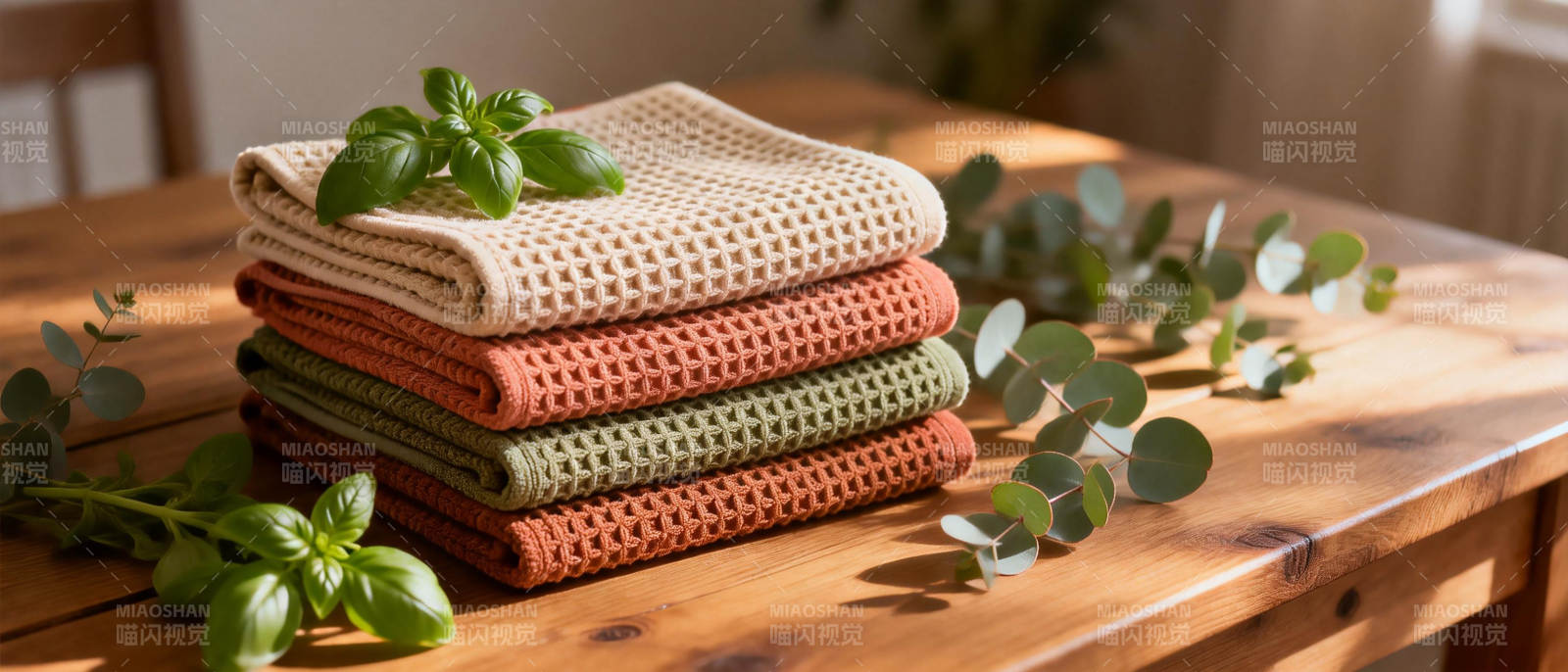 色彩斑斓的餐巾布图片