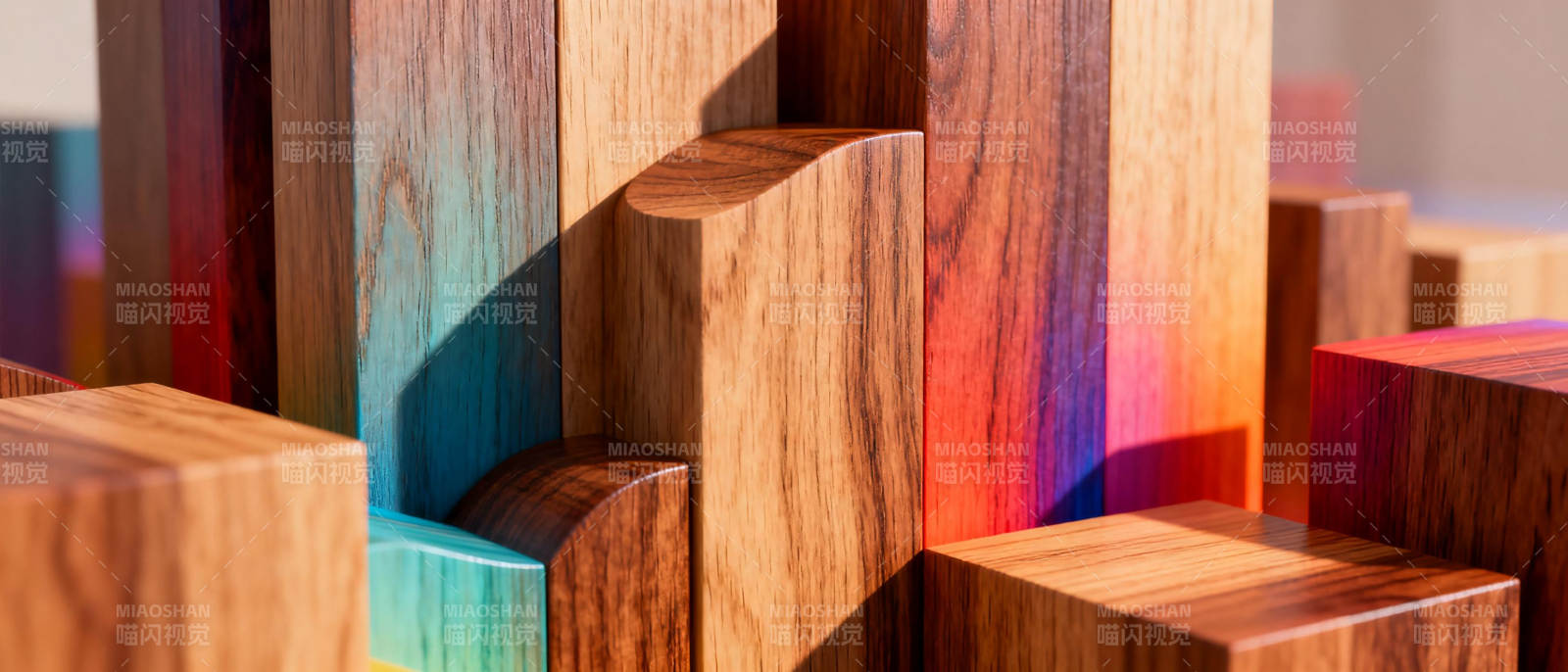 木块光影交错图片