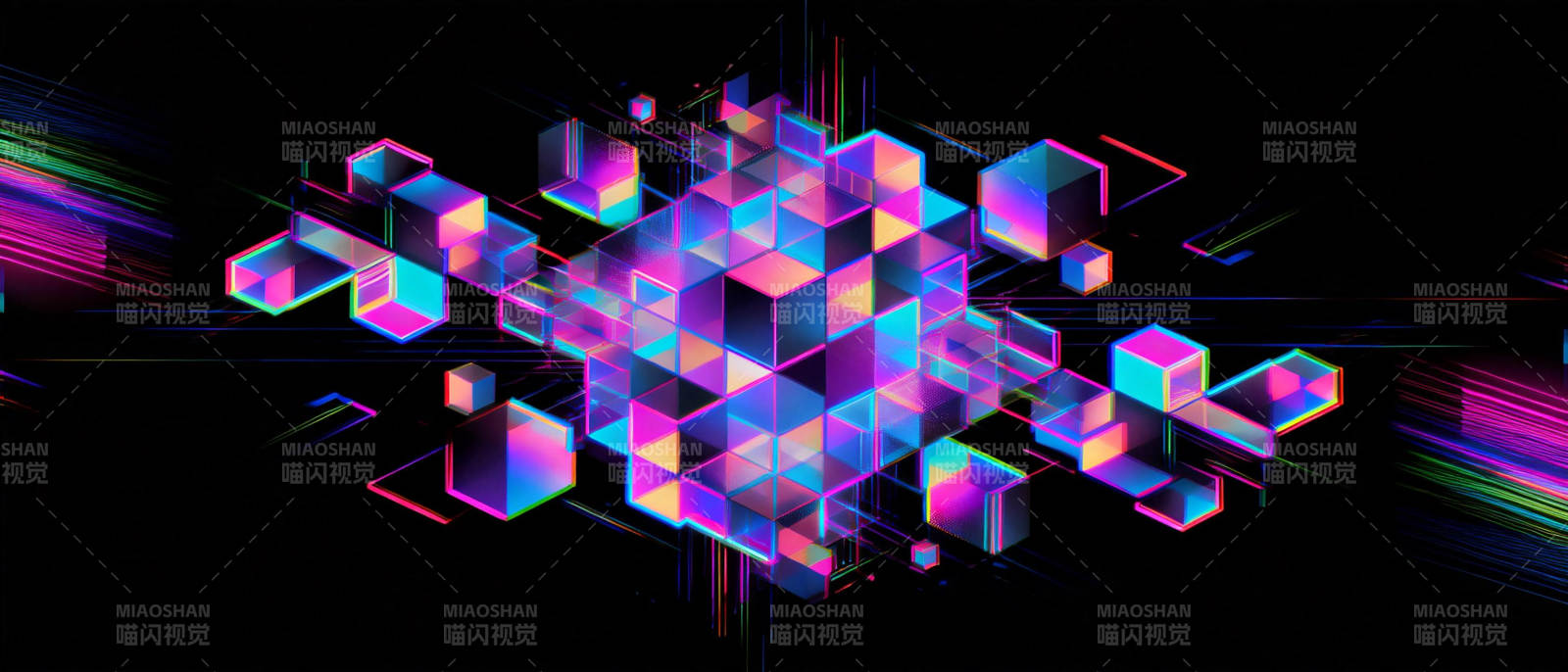 霓虹立方体矩阵图片