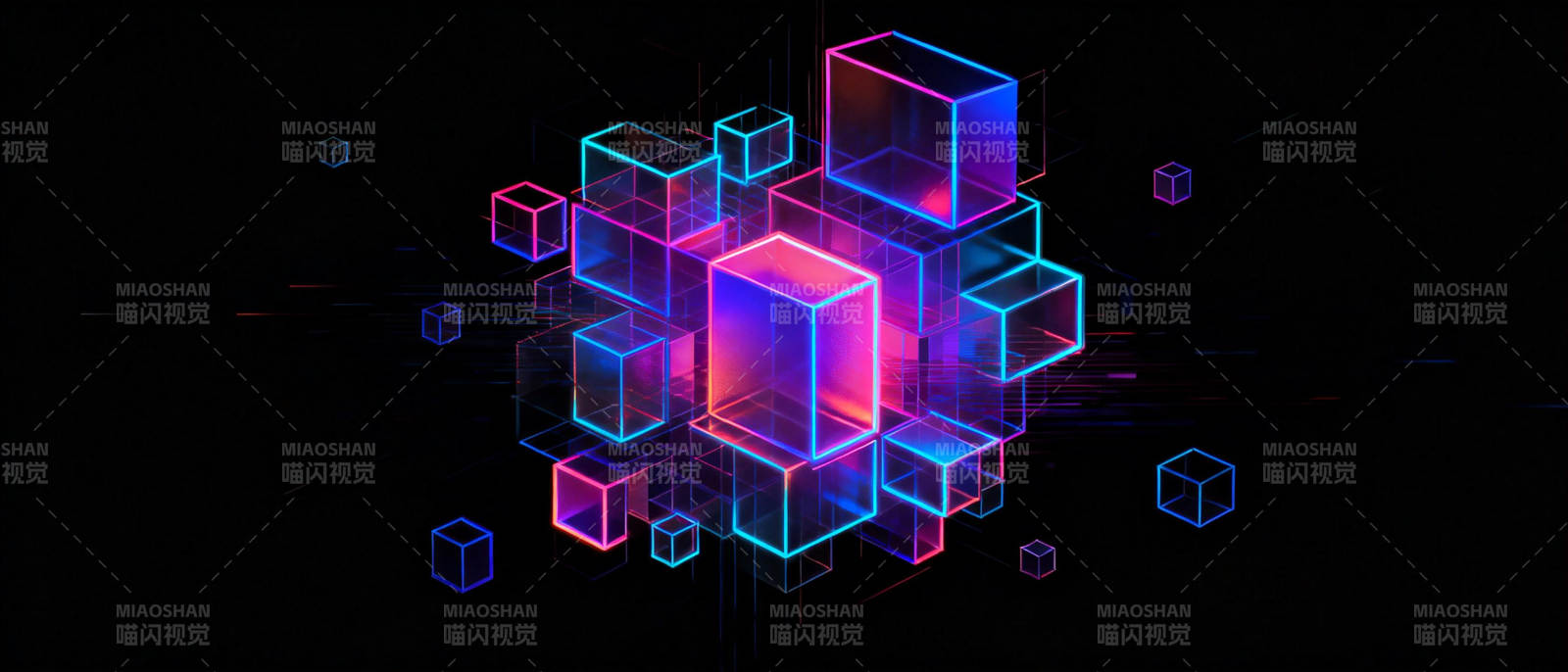 霓虹立方体阵列图片