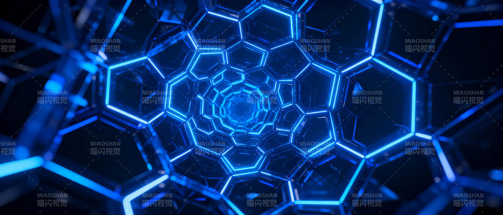 蓝色蜂巢隧道图片