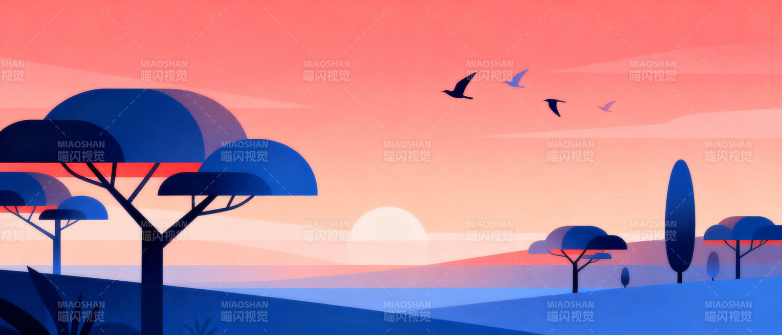 夕阳下的宁静风景图片