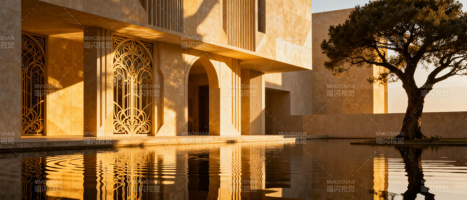 静谧庭院倒影图片