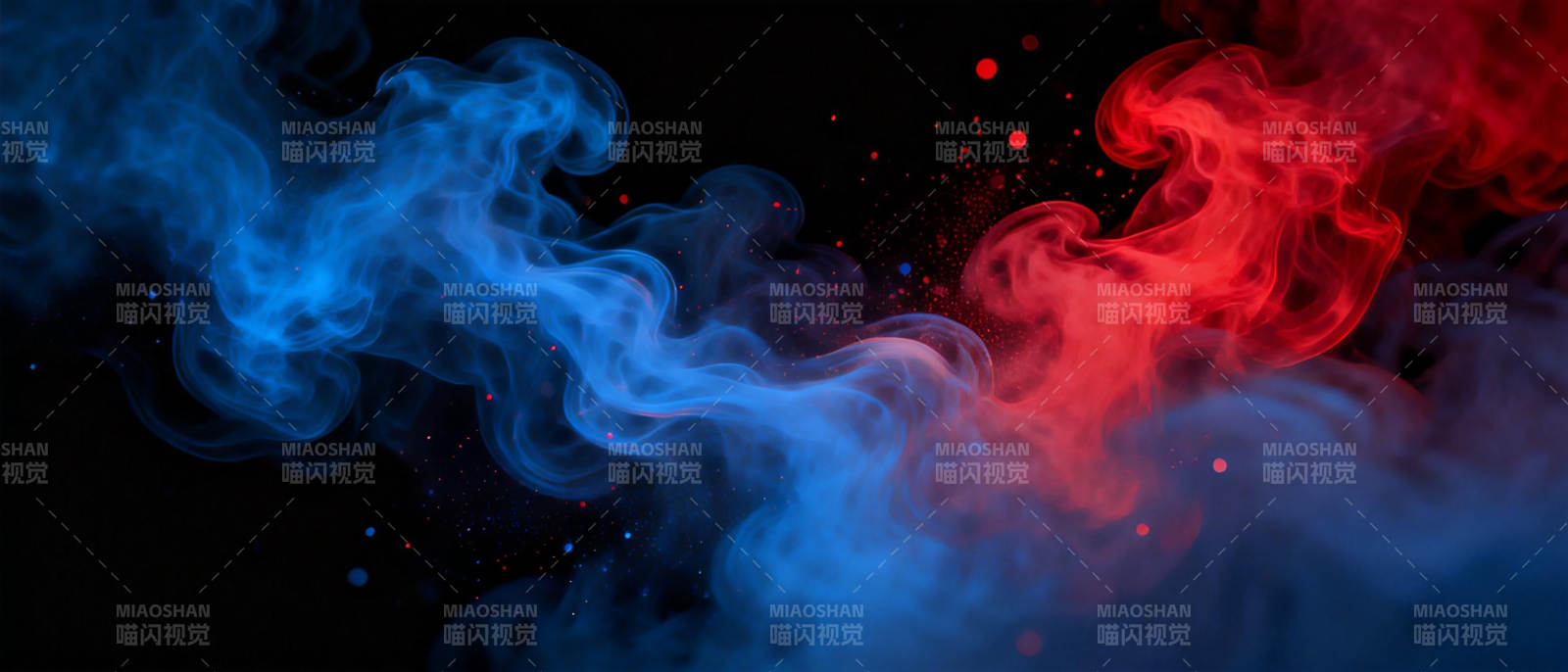 蓝红烟雾交织图片