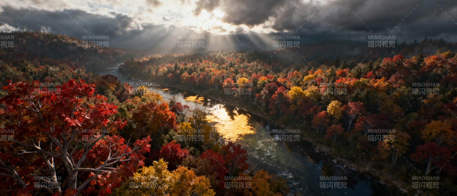 秋日溪谷风光图片