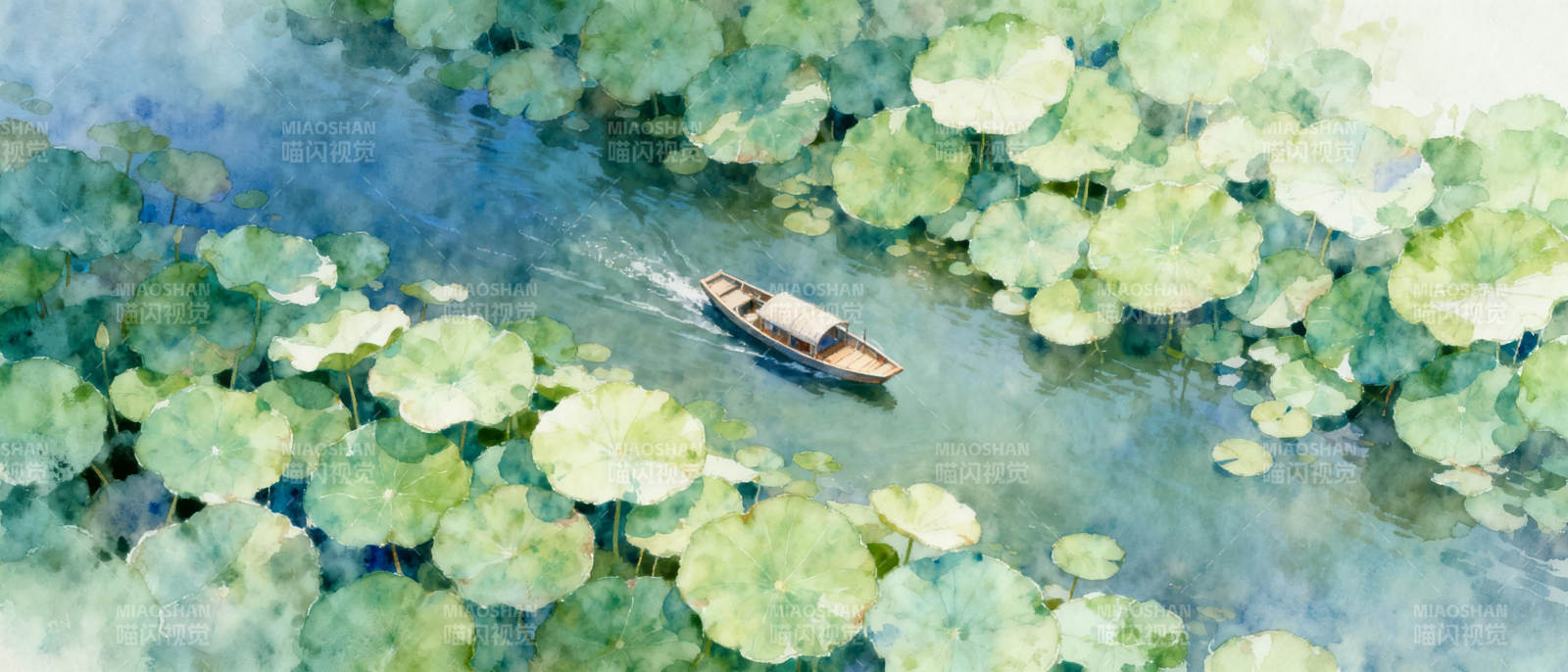 荷塘小舟图片