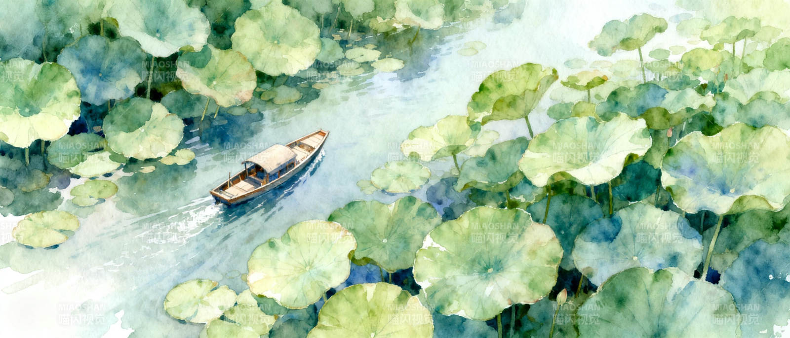 荷塘小舟图片