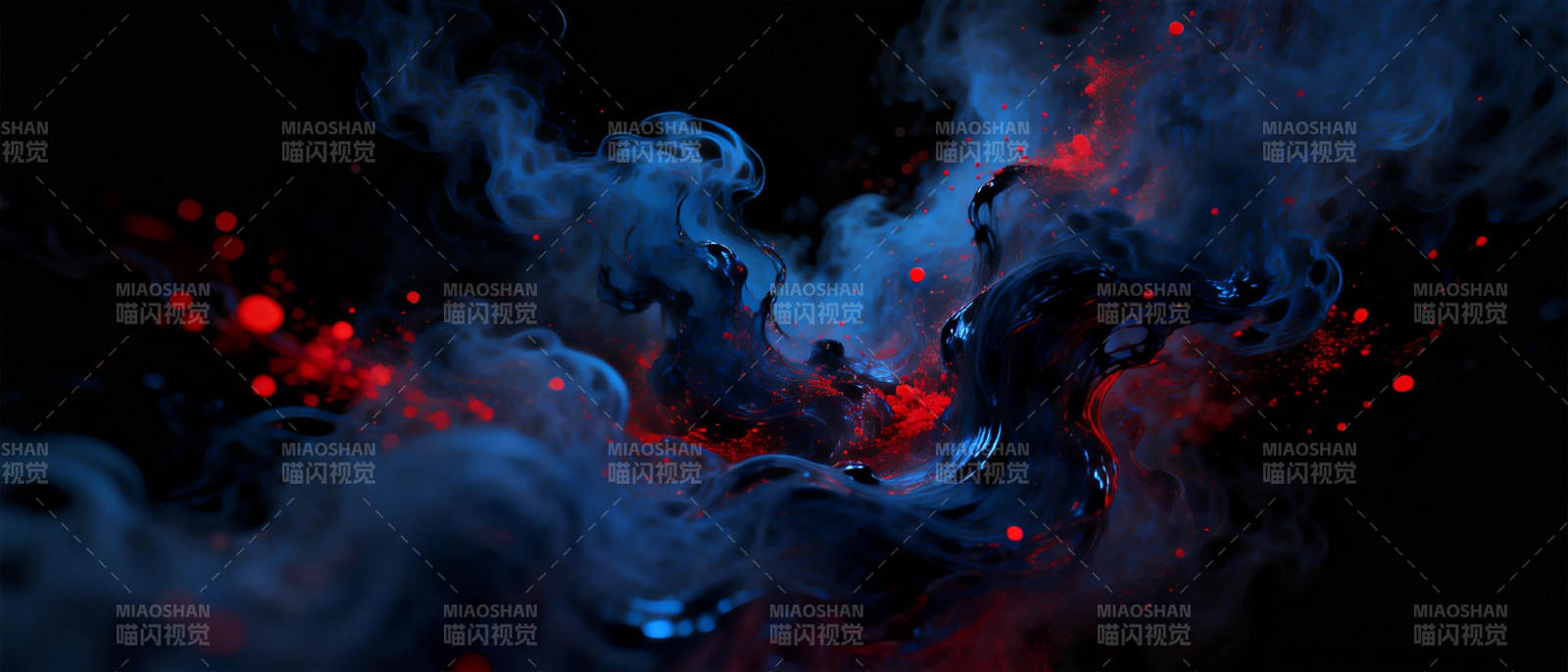 红蓝烟雾交织图片