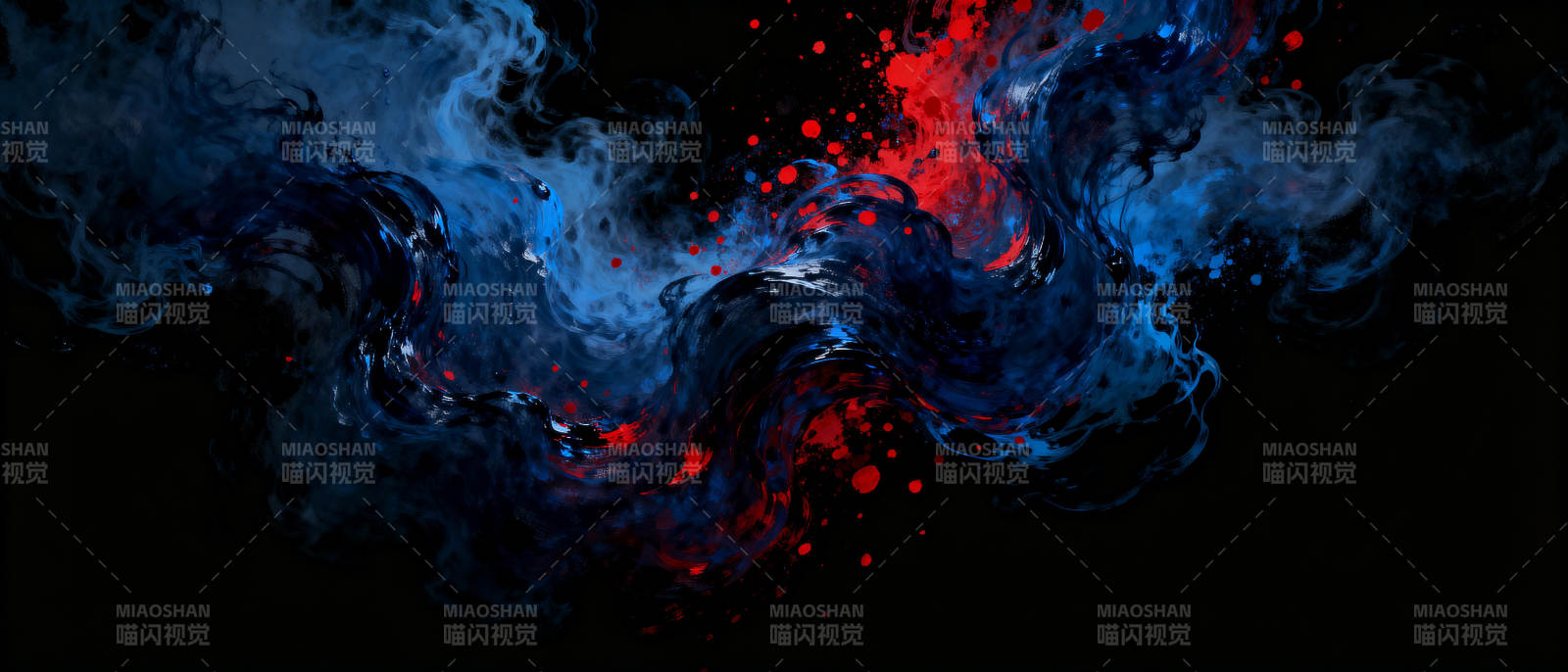 蓝红烟雾交织图片