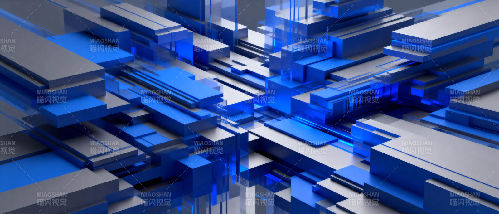 蓝色几何抽象艺术图片