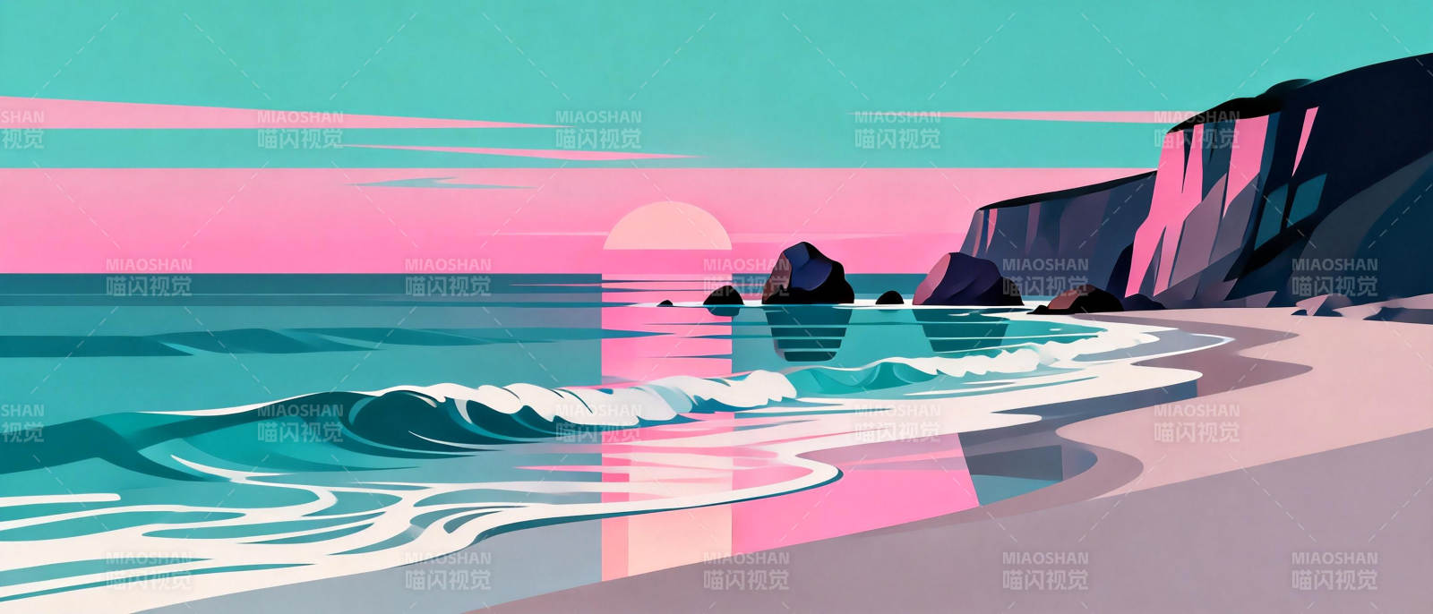 梦幻海岸日落图片