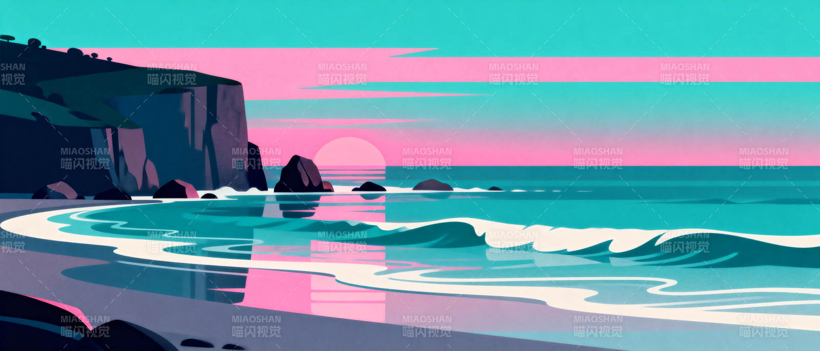 梦幻海岸日落图片