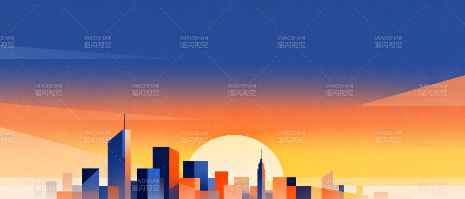 城市日落剪影图片