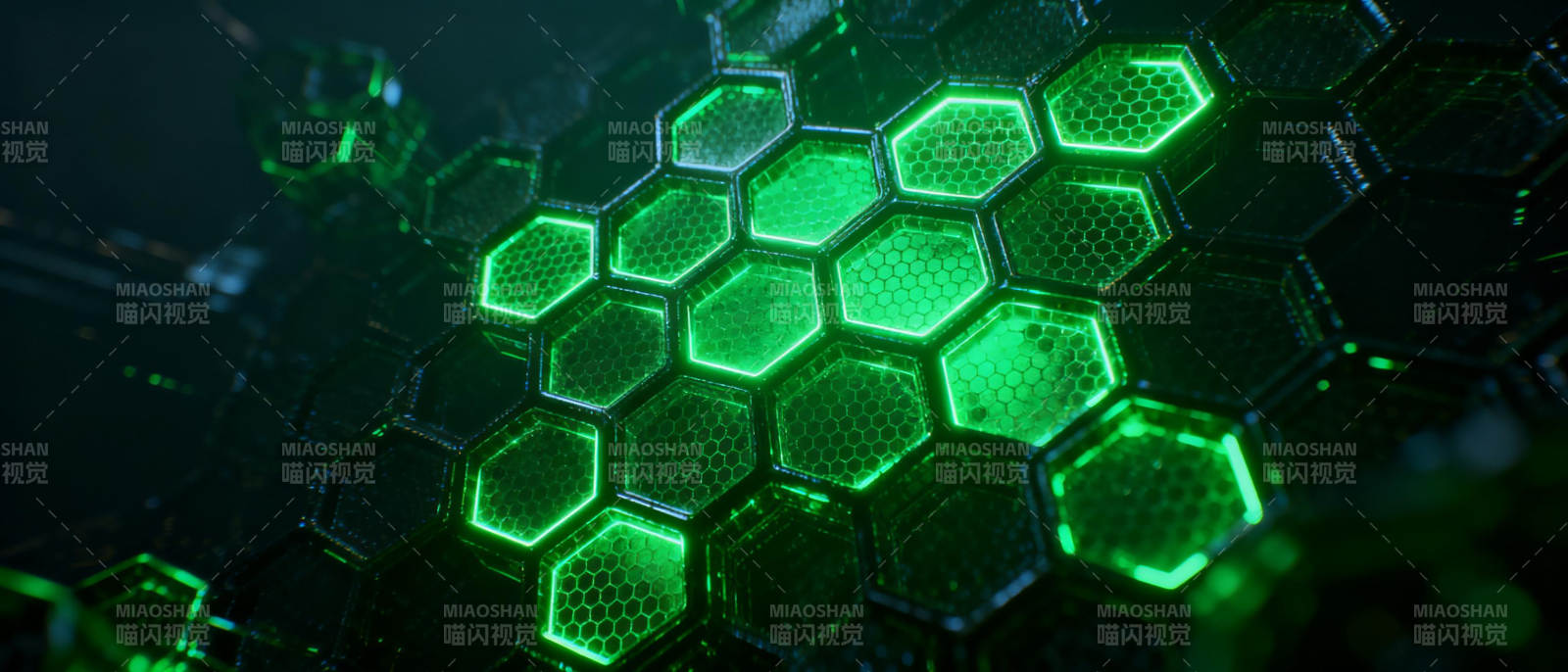 绿色蜂窝科技感图片